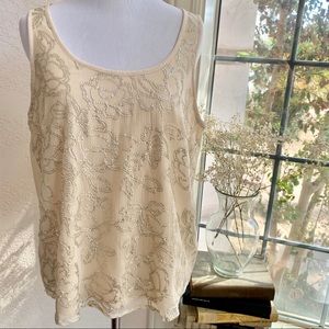Lauren Conrad lace silver sequined beige blouse
